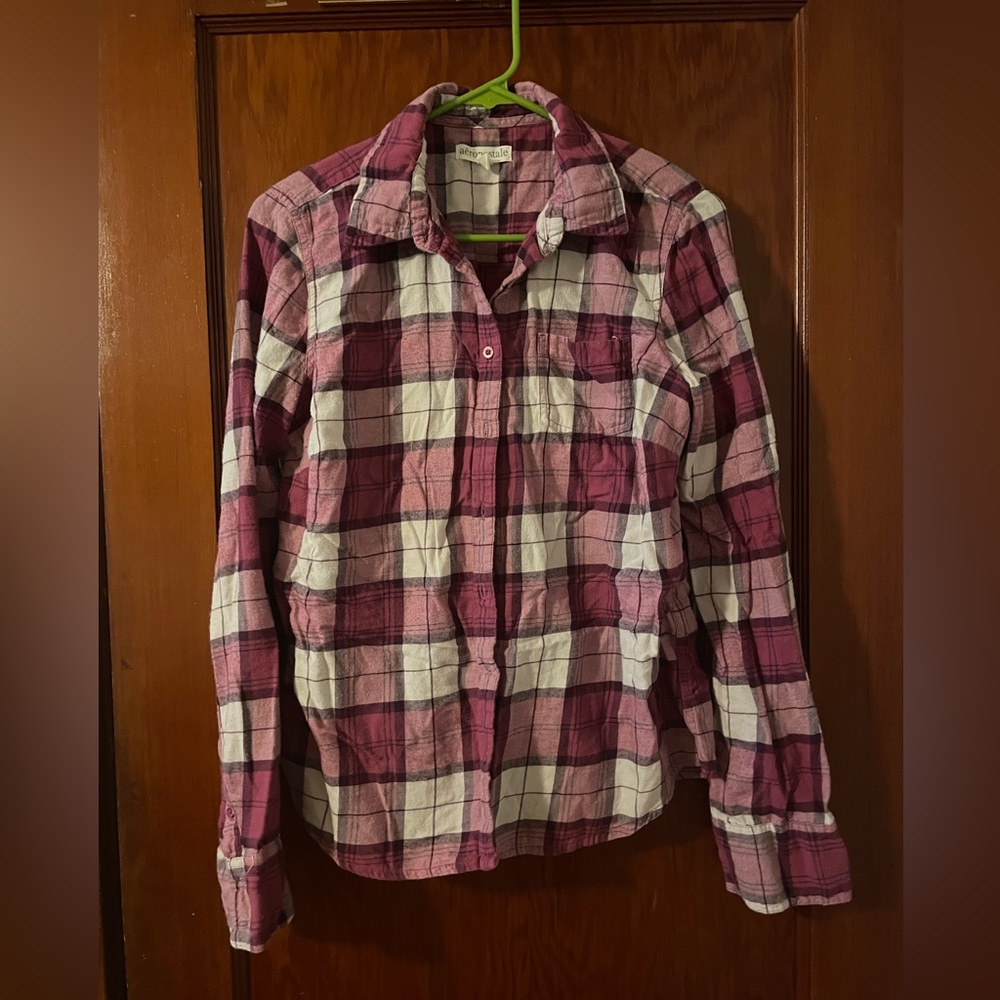Aeropostale Purple and White Flannel